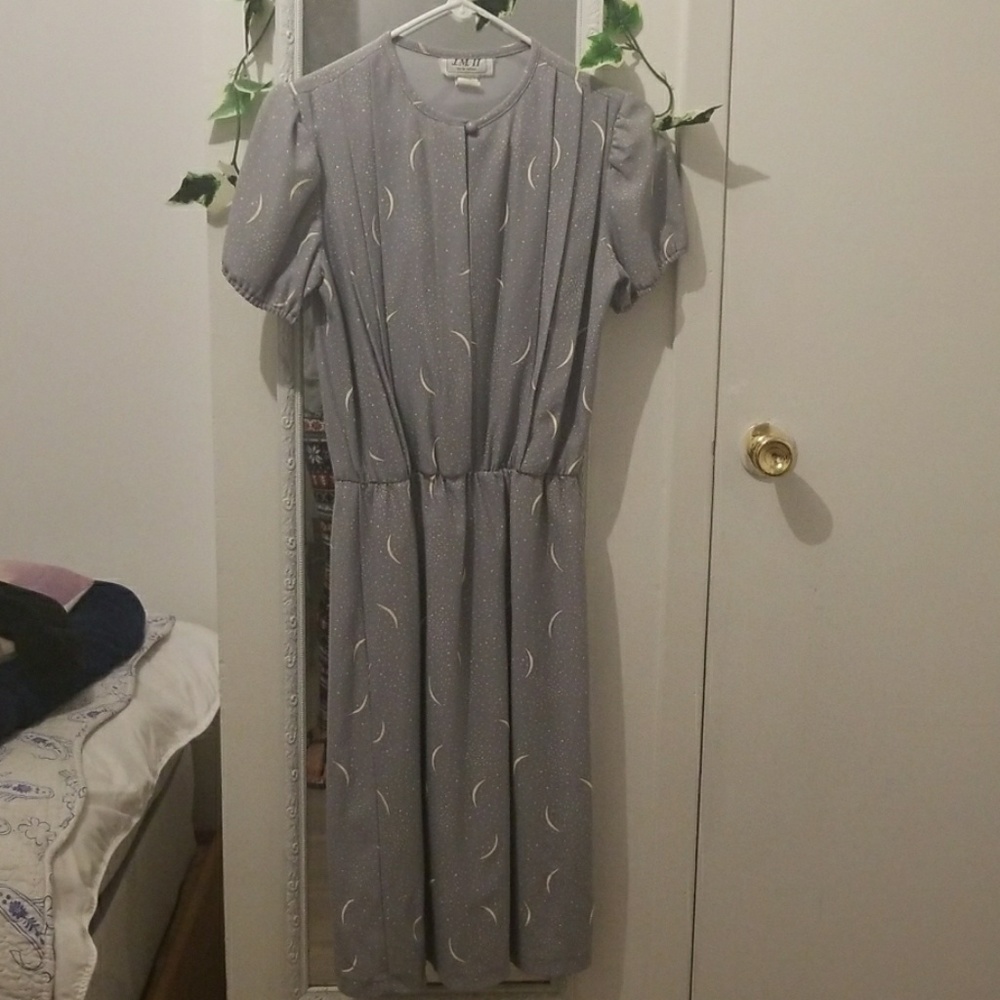 1960's vintage blue crescent moon and stars dress